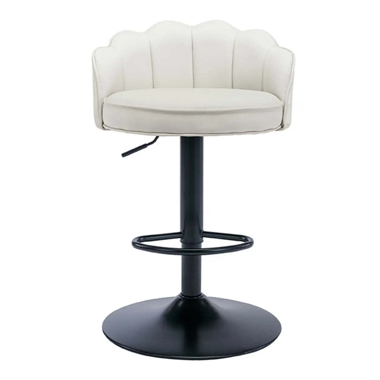 Adjustable Height Swivel Leather Curved Back Bar Stool Image - 9