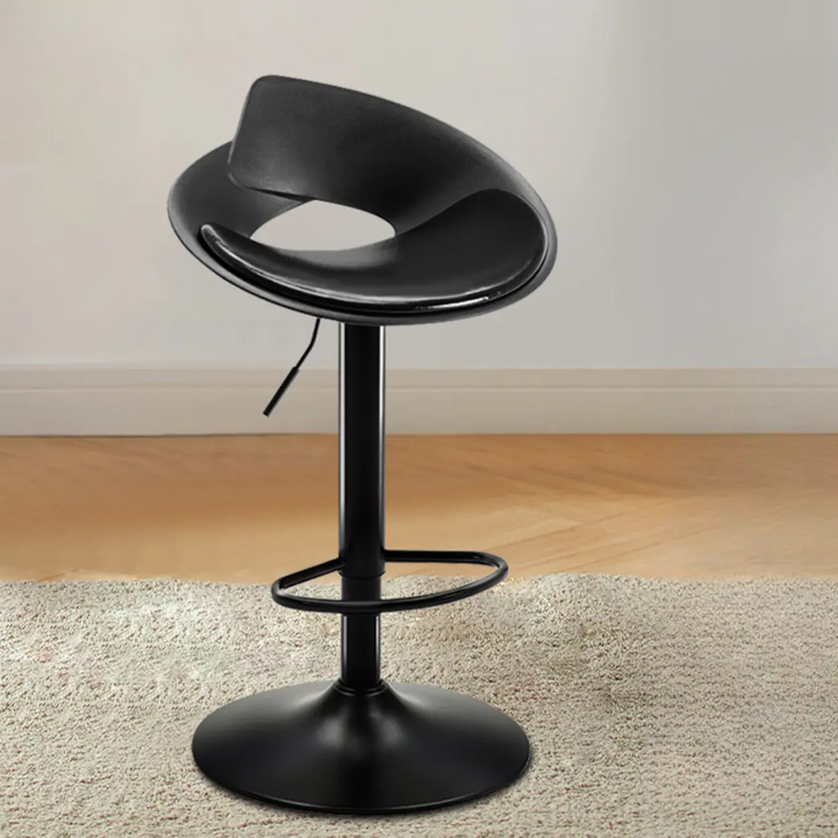 Adjustable Height Swivel Metal Leather Bucket Bar Stool Image - 3