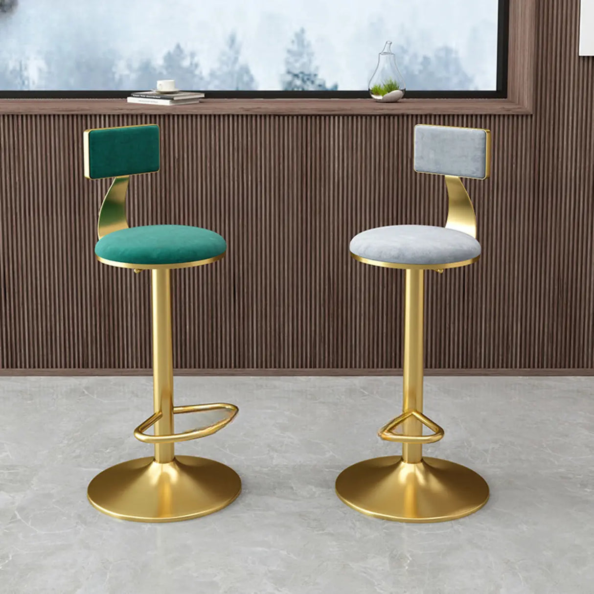 Adjustable Height Swivel Round Iron Frame Bar Stool Image - 4