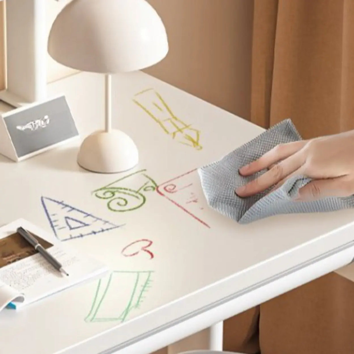 Adjustable Height White Metal Base Kids Desk with Hutch Image - 12