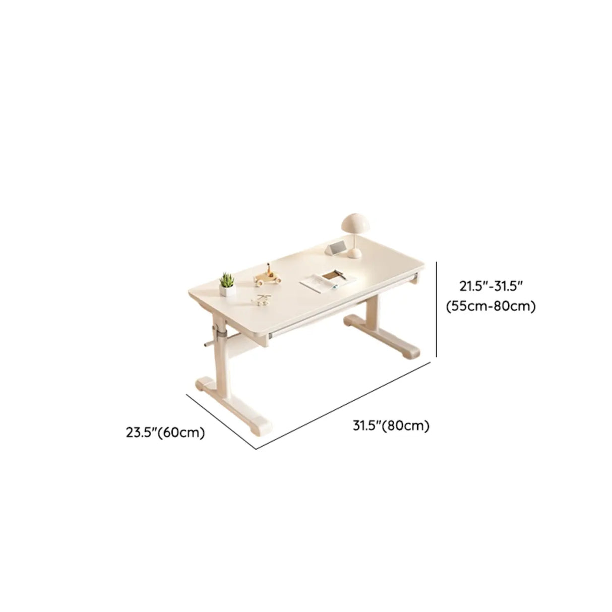 Adjustable Height White Metal Base Kids Desk with Hutch Image - 18