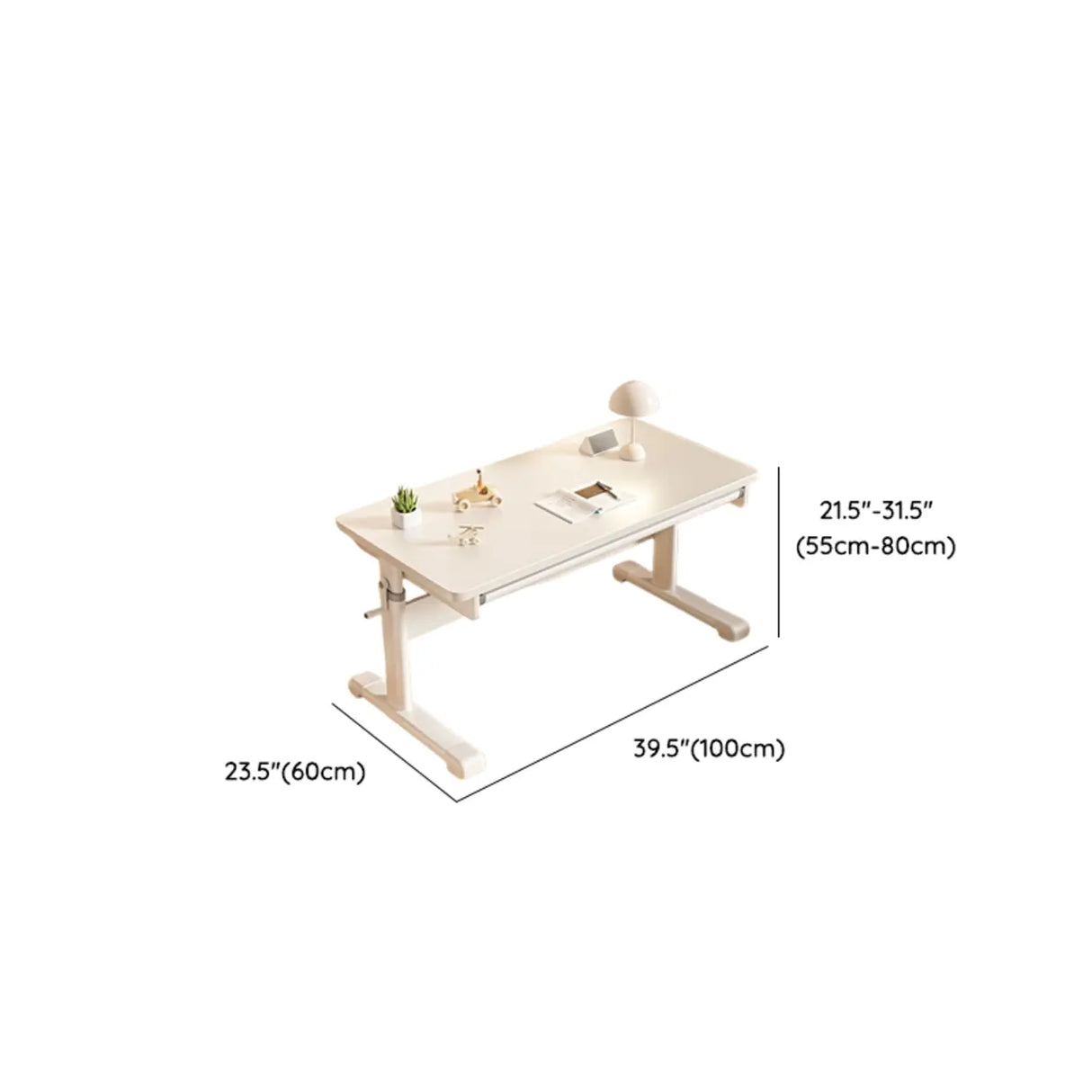 Adjustable Height White Metal Base Kids Desk with Hutch Image - 19