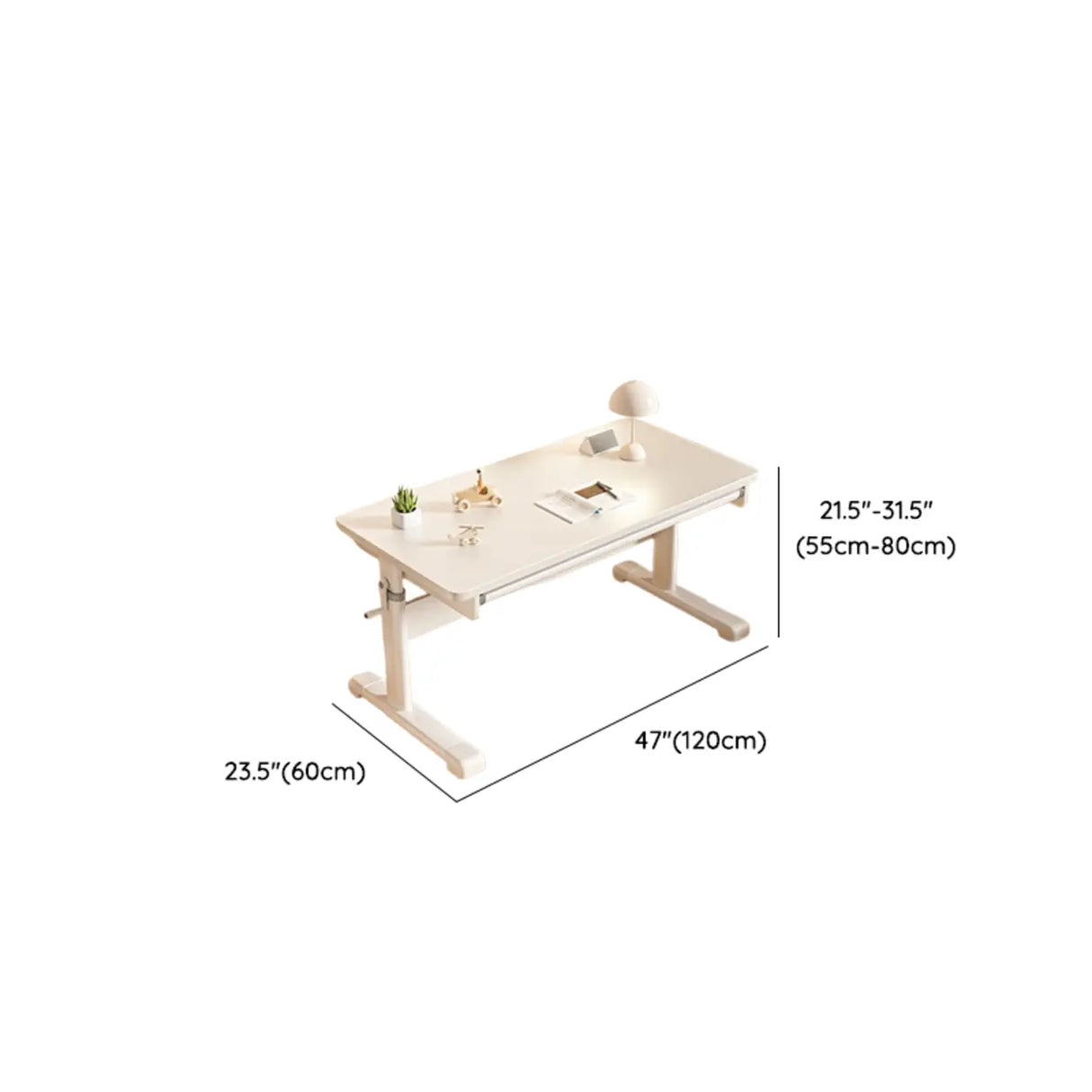 Adjustable Height White Metal Base Kids Desk with Hutch Image - 20