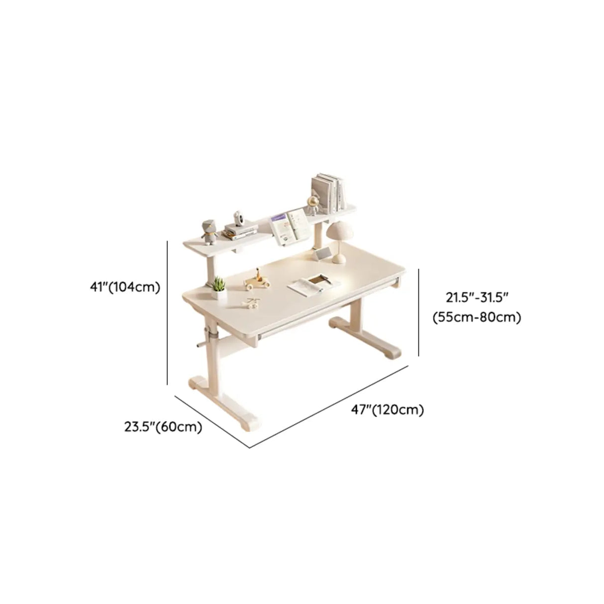 Adjustable Height White Metal Base Kids Desk with Hutch Image - 23