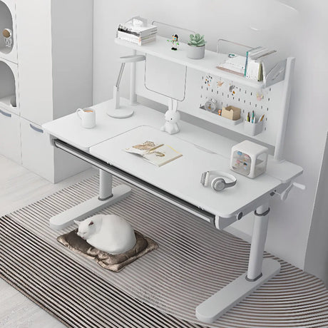 Adjustable Height White Metal Base Kids Writing Desk Image - 1