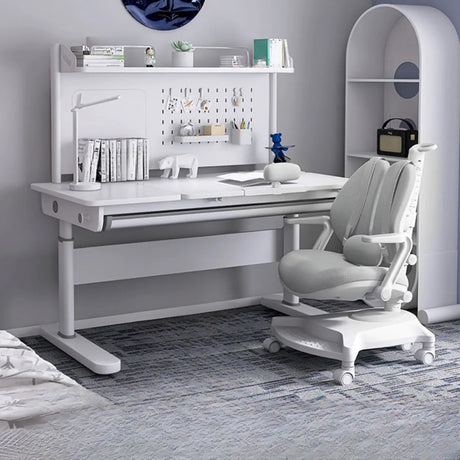 Adjustable Height White Metal Base Kids Writing Desk Image - 2