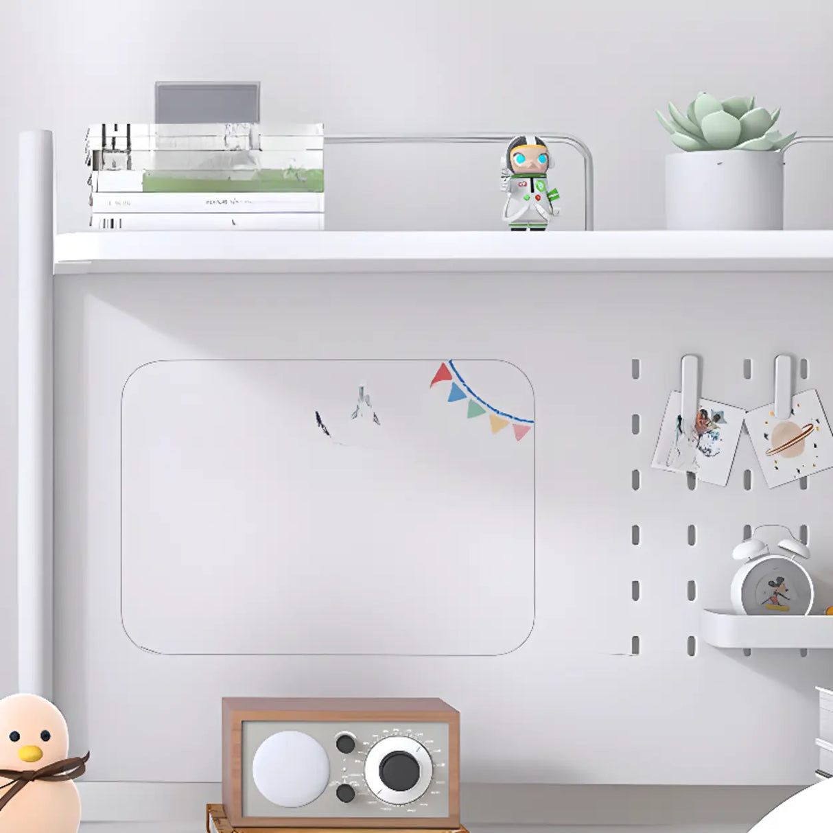 Adjustable Height White Metal Base Kids Writing Desk Image - 4