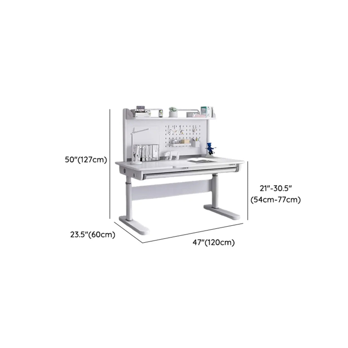 Adjustable Height White Metal Base Kids Writing Desk Image - 10