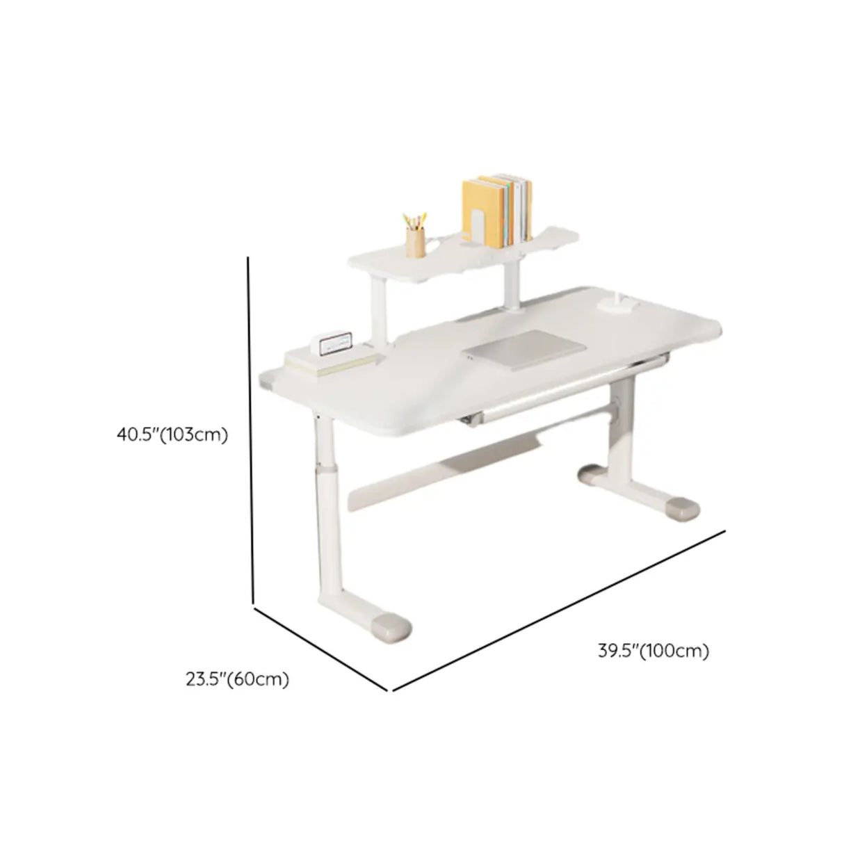 Adjustable Height White Wood Metal Kids Writing Desk