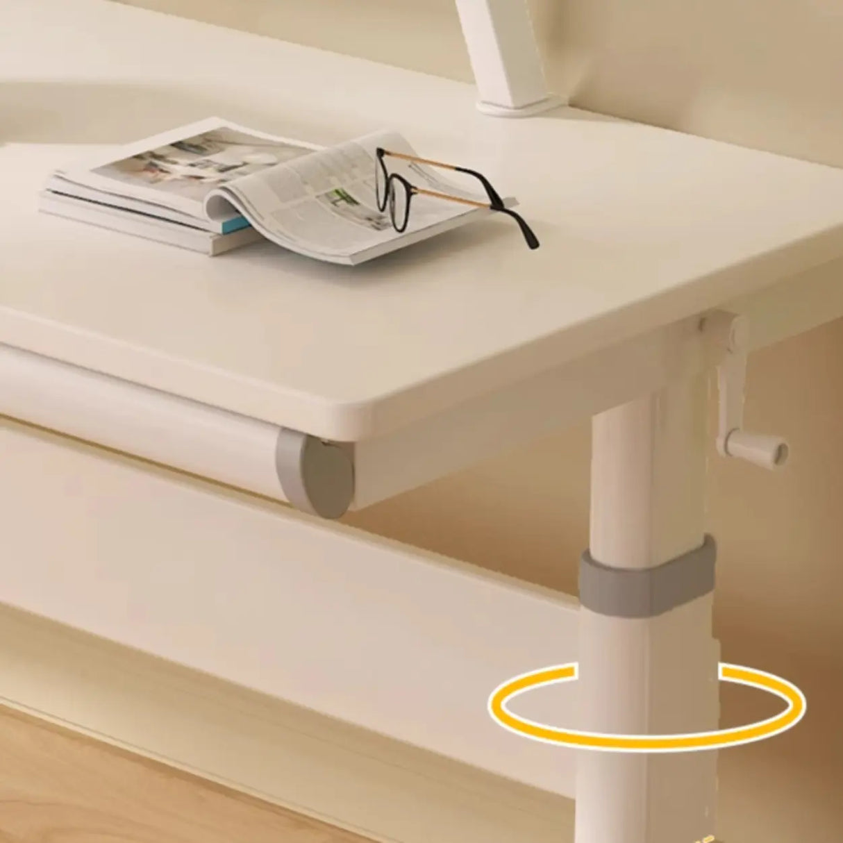 Adjustable Height White Wood Rectangular Kids Table Image - 10