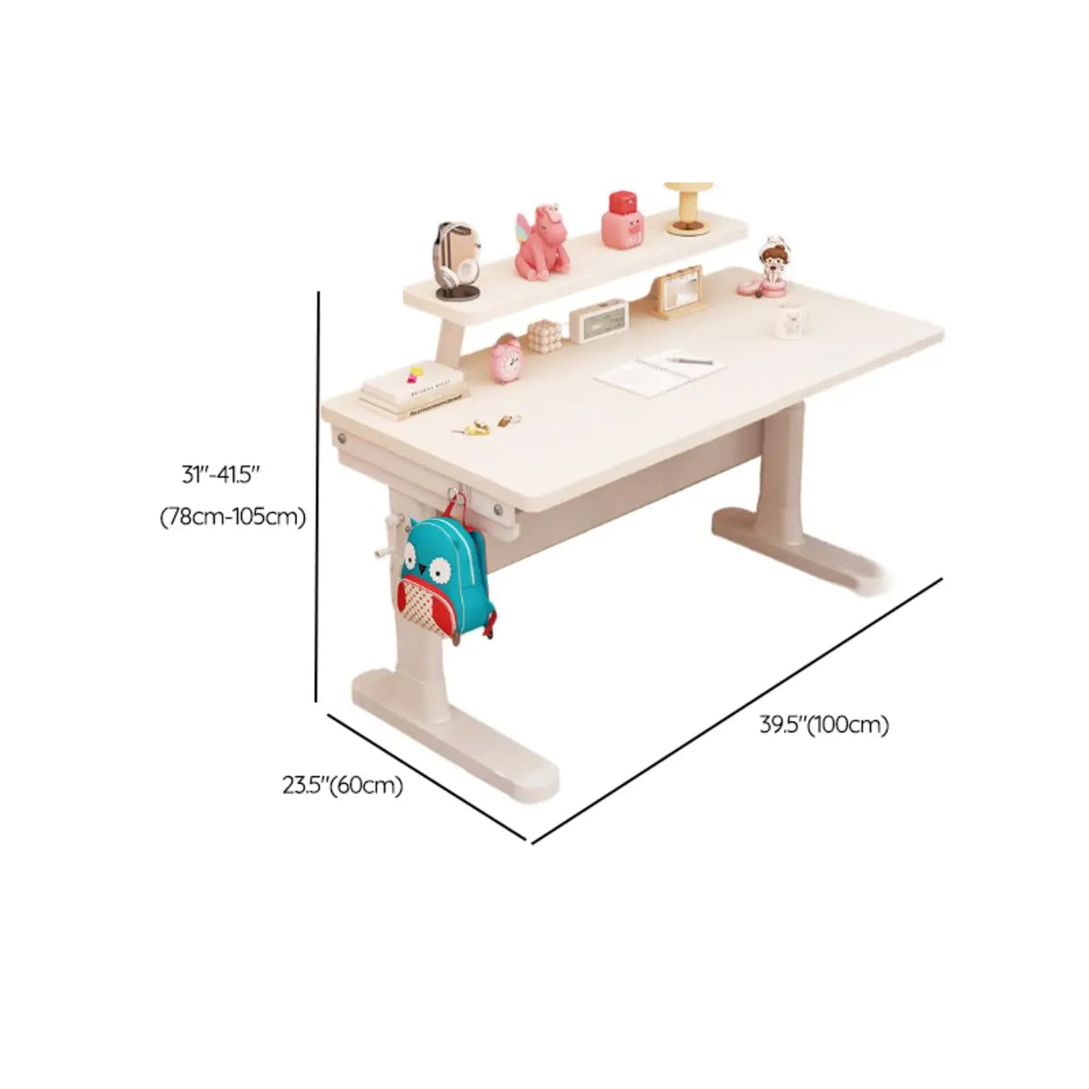 Adjustable Height White Wood Rectangular Kids Table Image - 22