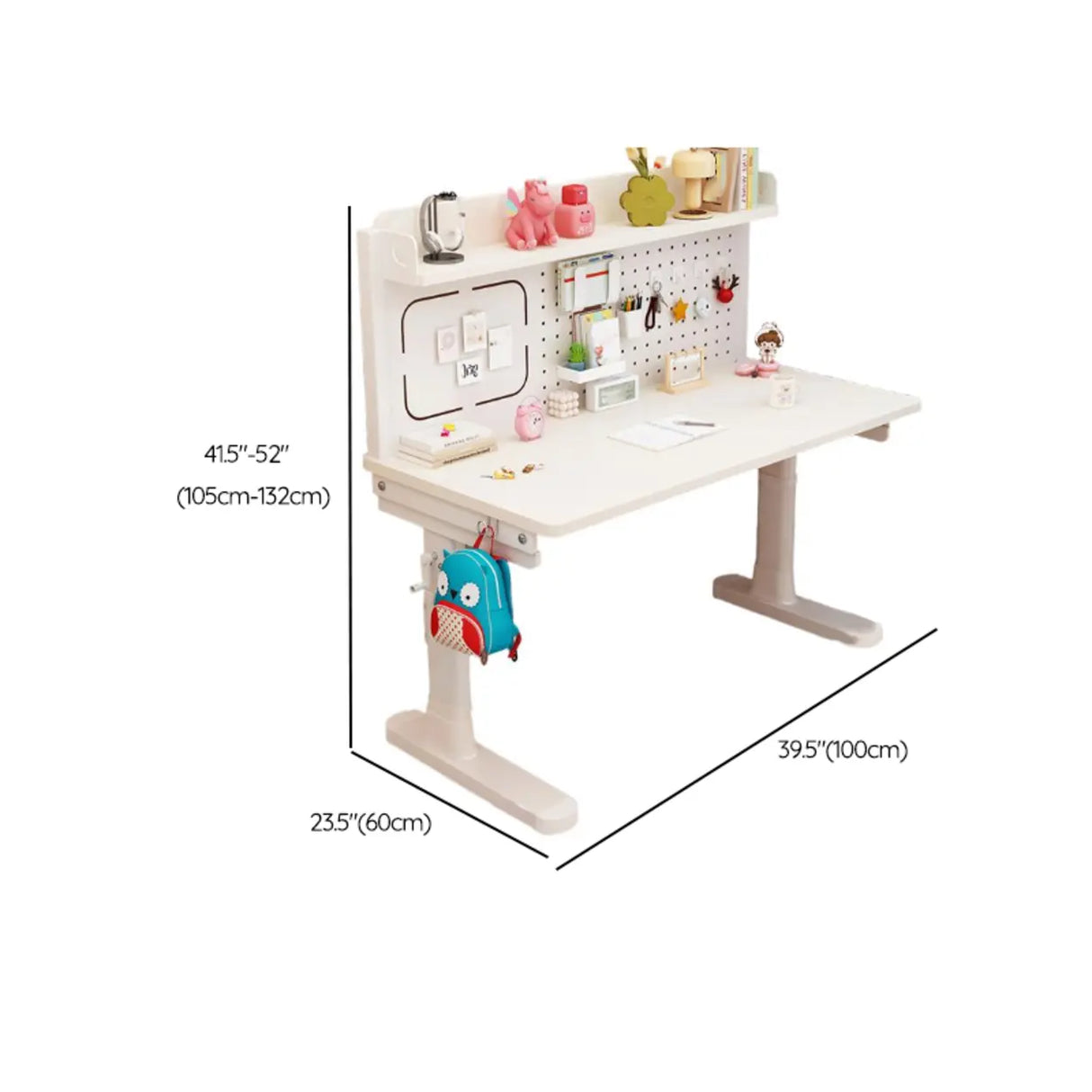 Adjustable Height White Wood Rectangular Kids Table Image - 24