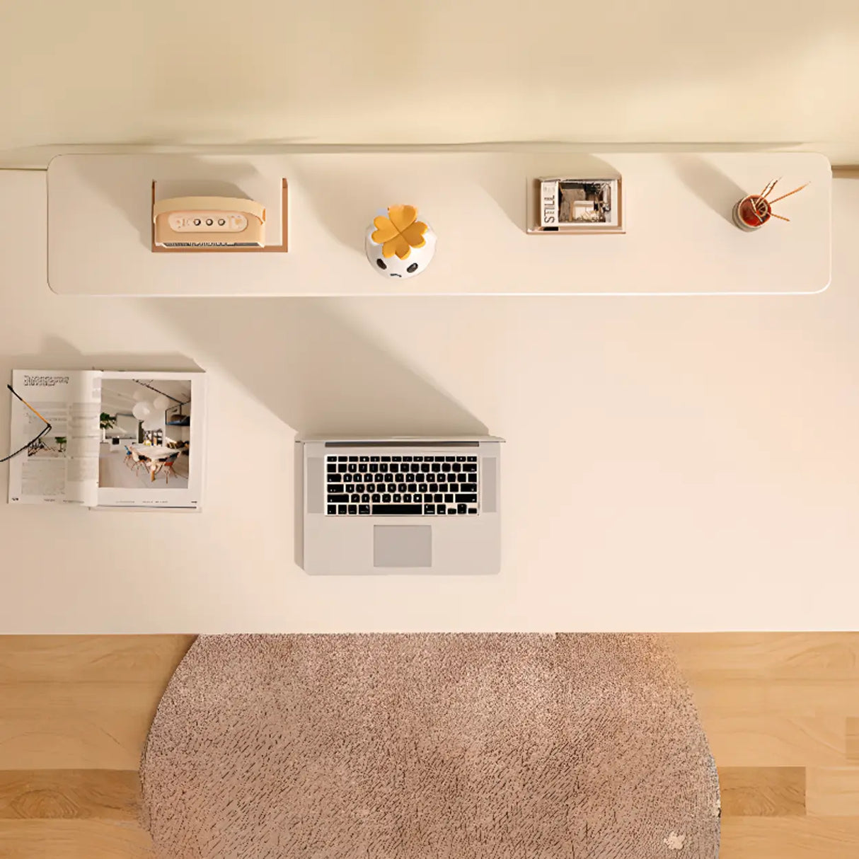 Adjustable Height White Wood Rectangular Kids Table Image - 4