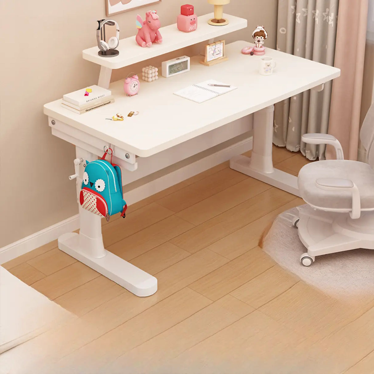 Adjustable Height White Wood Rectangular Kids Table Image - 5