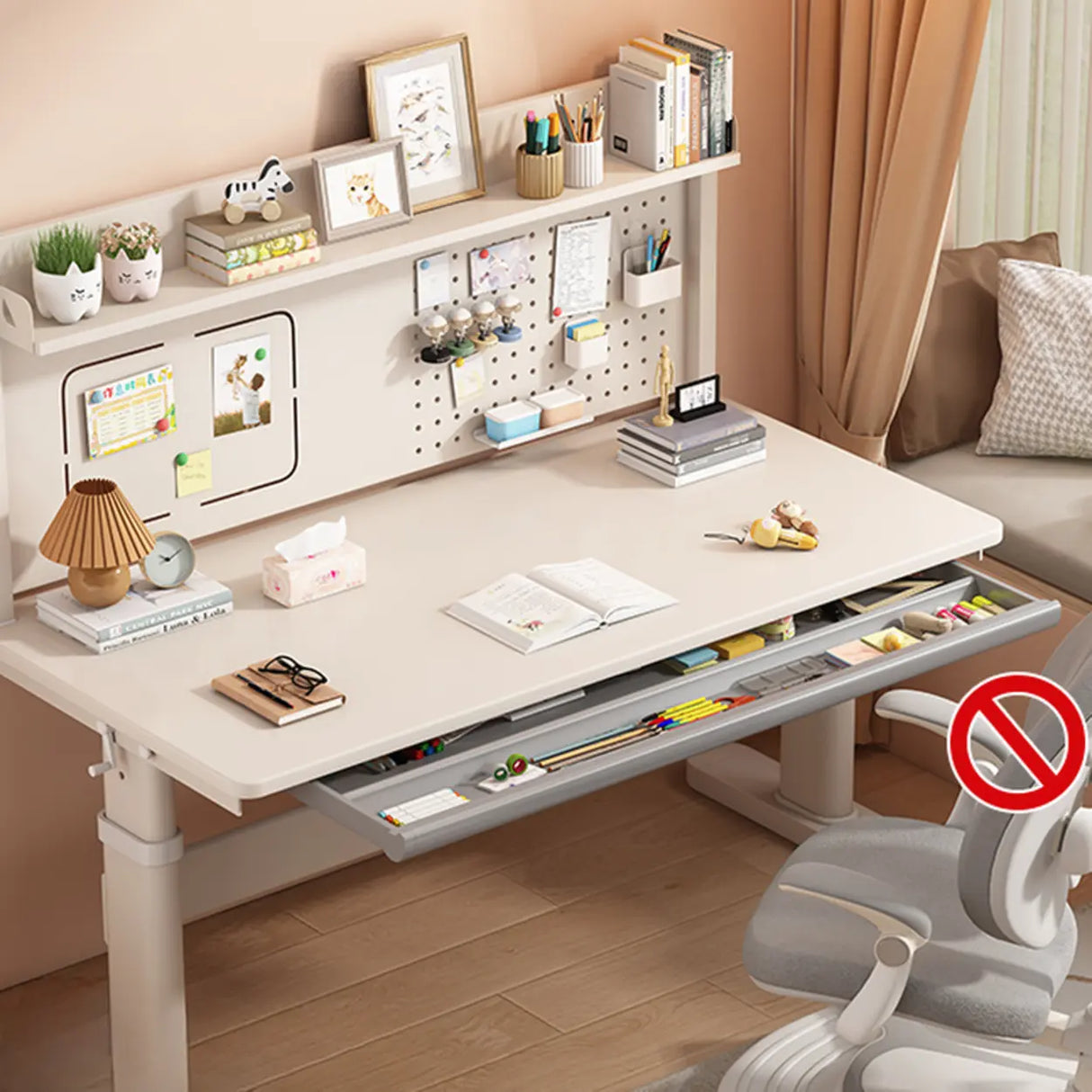 Adjustable Height White Writing Desk for Kids Study Image - 3