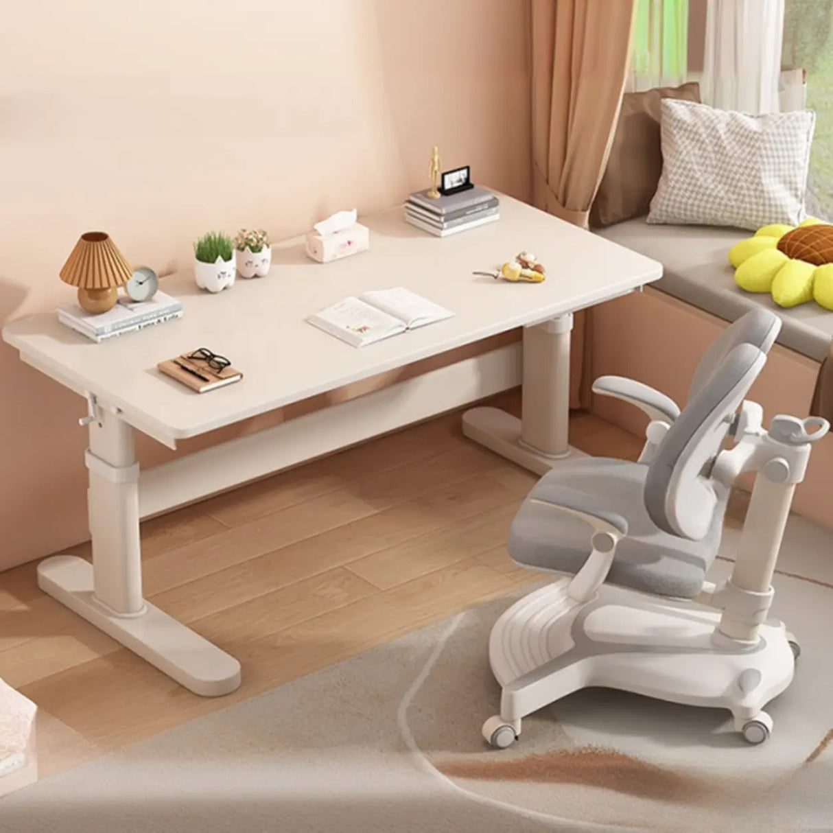 Adjustable Height White Writing Desk for Kids Study Image - 5