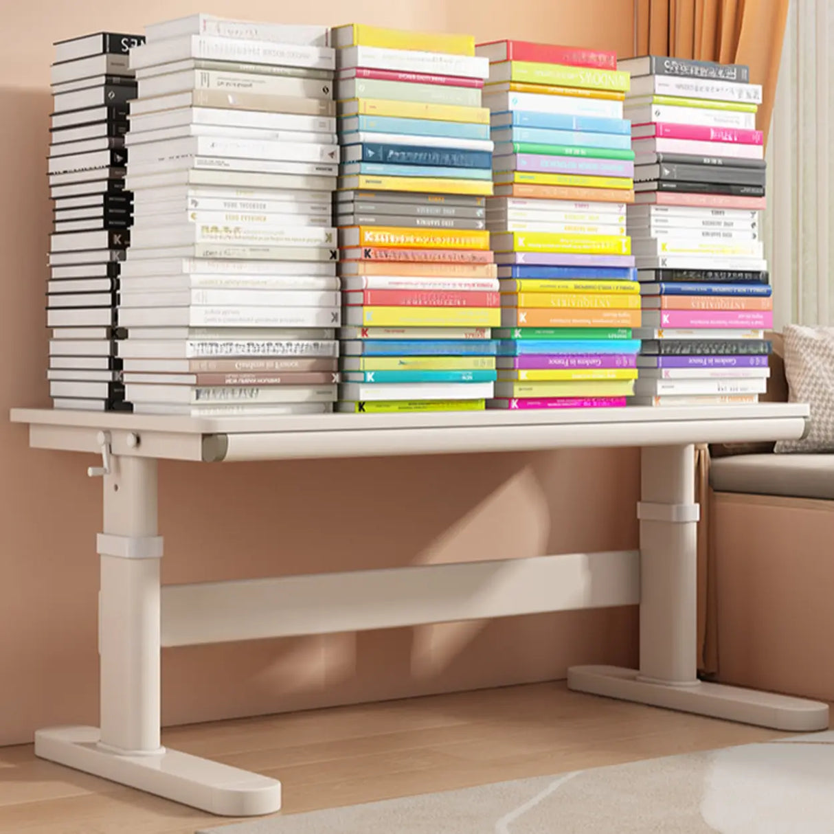 Adjustable Height White Writing Desk for Kids Study Image - 9