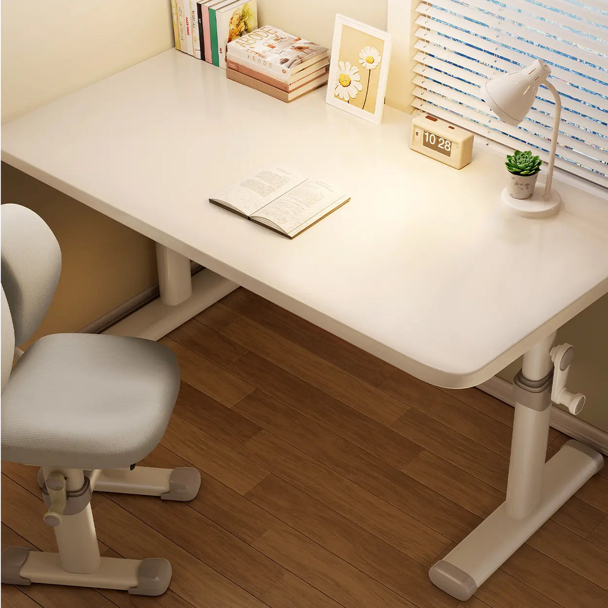 Adjustable Height Wood Top Steel Base Kids Desk Image - 1