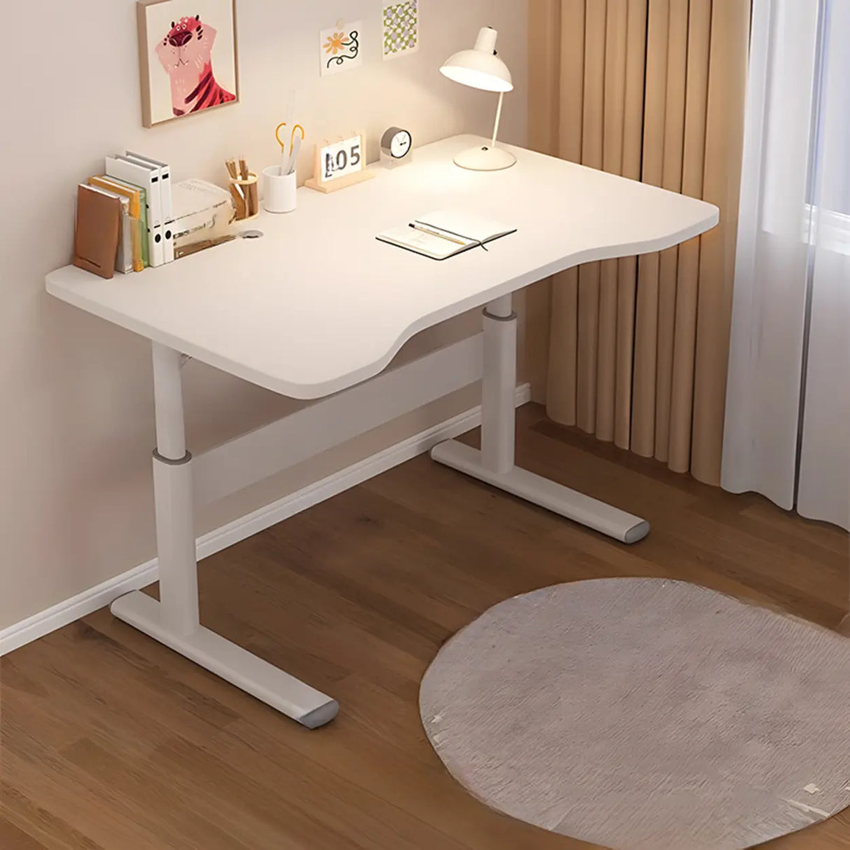 Adjustable Height Wood Top Steel Base Kids Desk Image - 2
