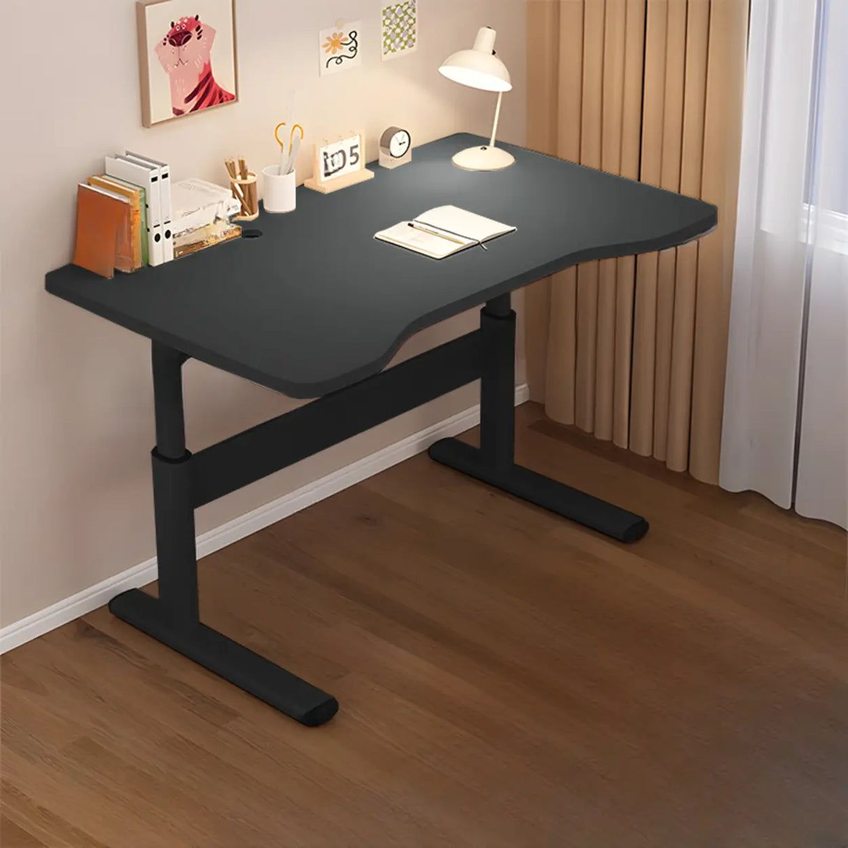 Adjustable Height Wood Top Steel Base Kids Desk Image - 3