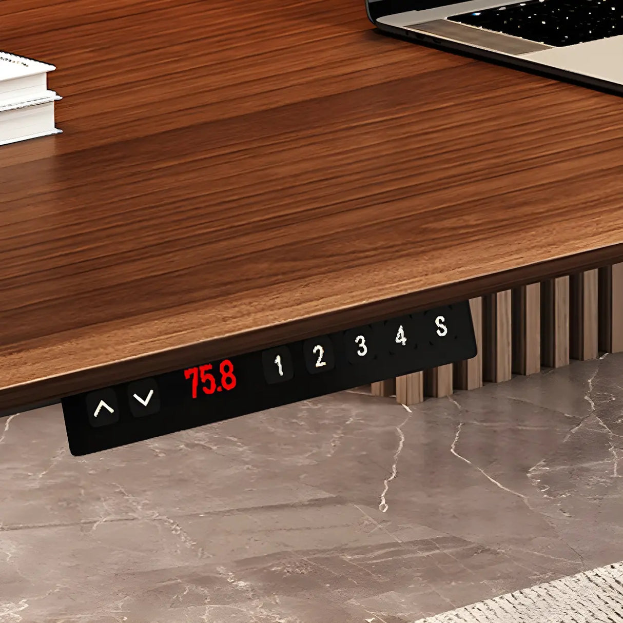 Adjustable Height Wooden T-Shaped Base Standing Desk Image - 12