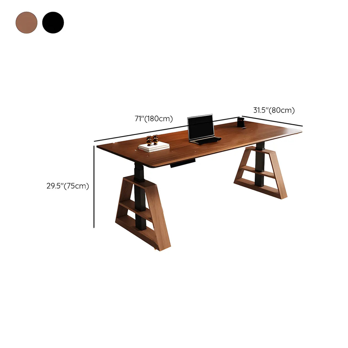 Adjustable Height Wooden T-Shaped Base Standing Desk Image - 15