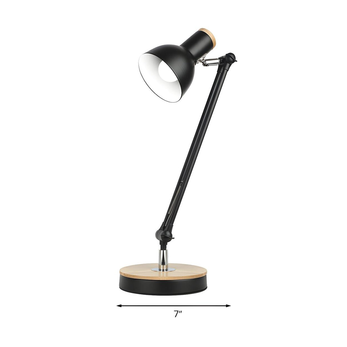 Adjustable Industrial Black Wood Base Desk Lamp