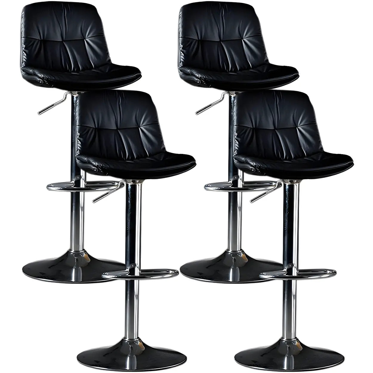 Adjustable Leather Backrest Armless Swivel Bar Stool Image - 19