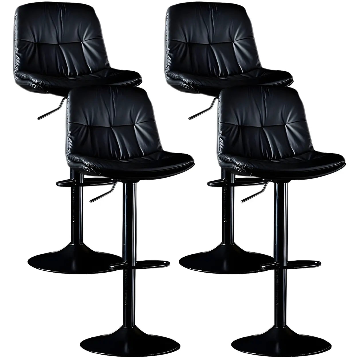 Adjustable Leather Backrest Armless Swivel Bar Stool Image - 2