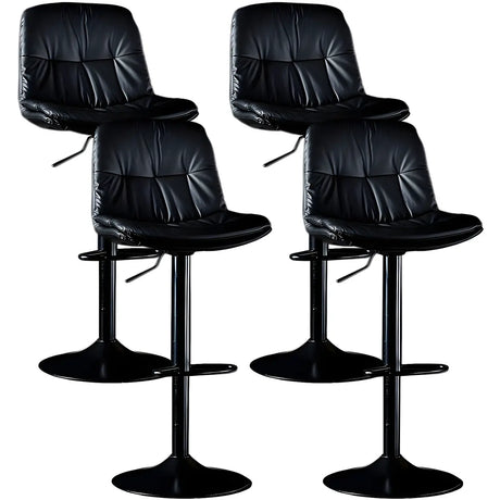 Adjustable Leather Backrest Armless Swivel Bar Stool Image - 2
