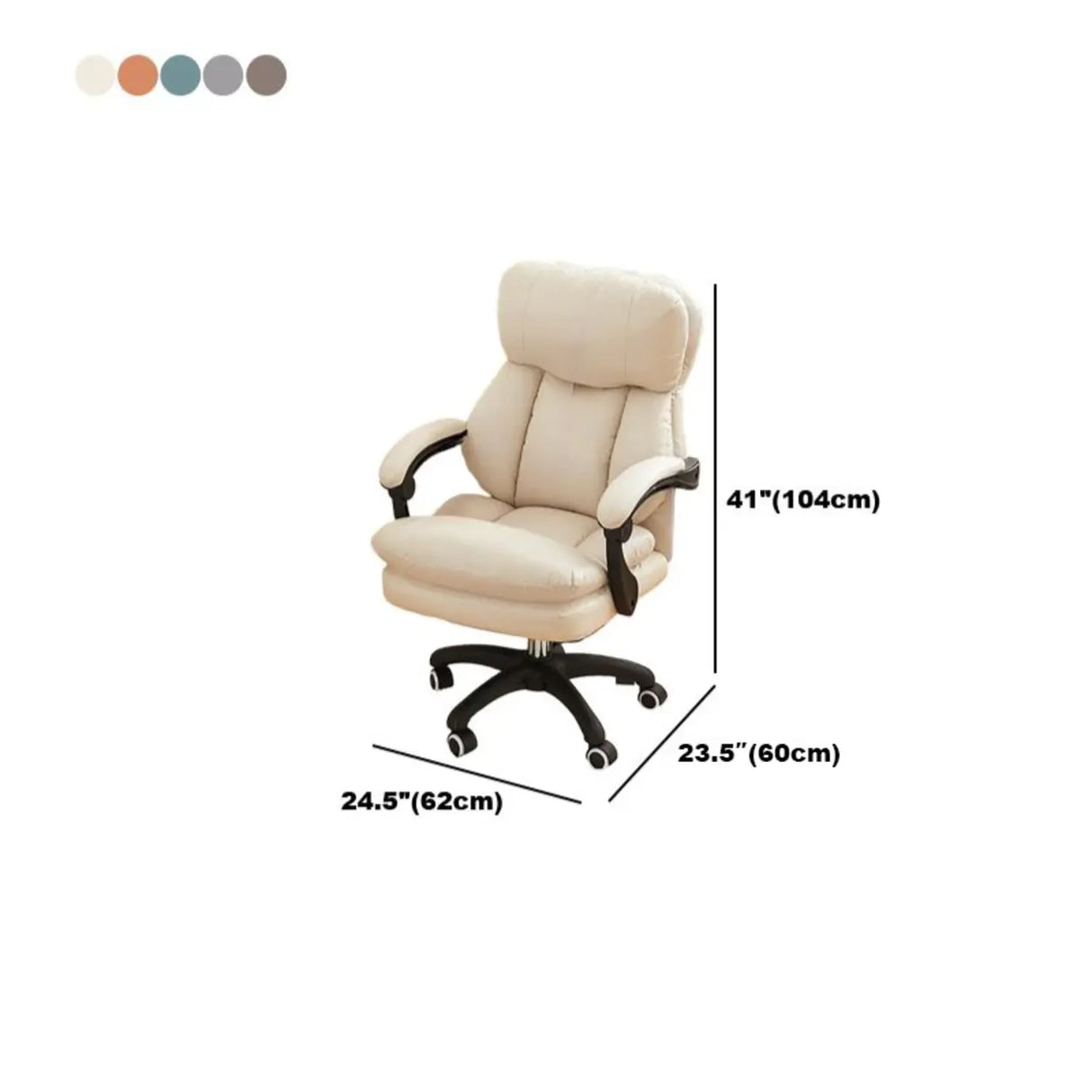Adjustable Leather Ergonomic Swivel Office White Chair