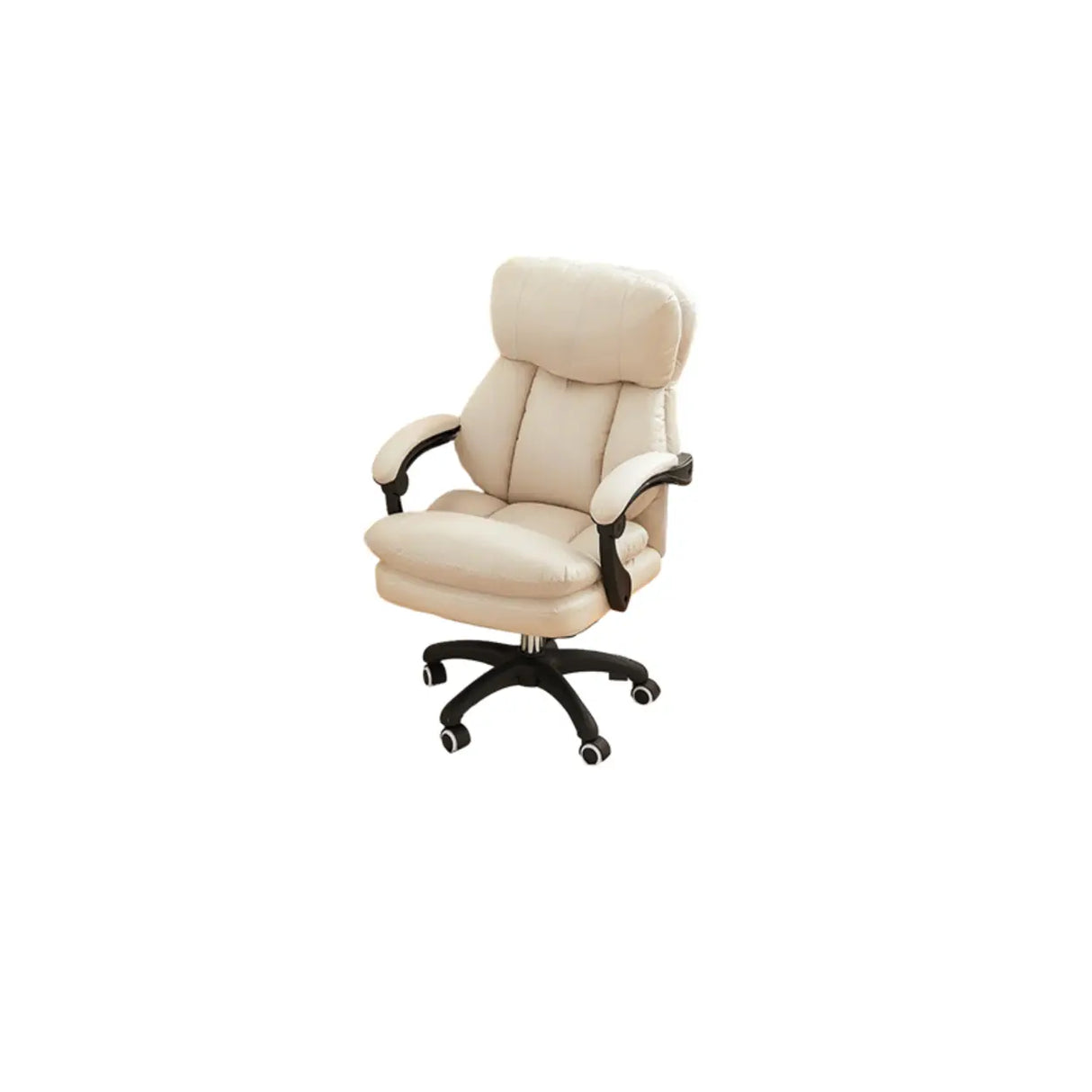 Adjustable Leather Ergonomic Swivel Office White Chair Image - 5