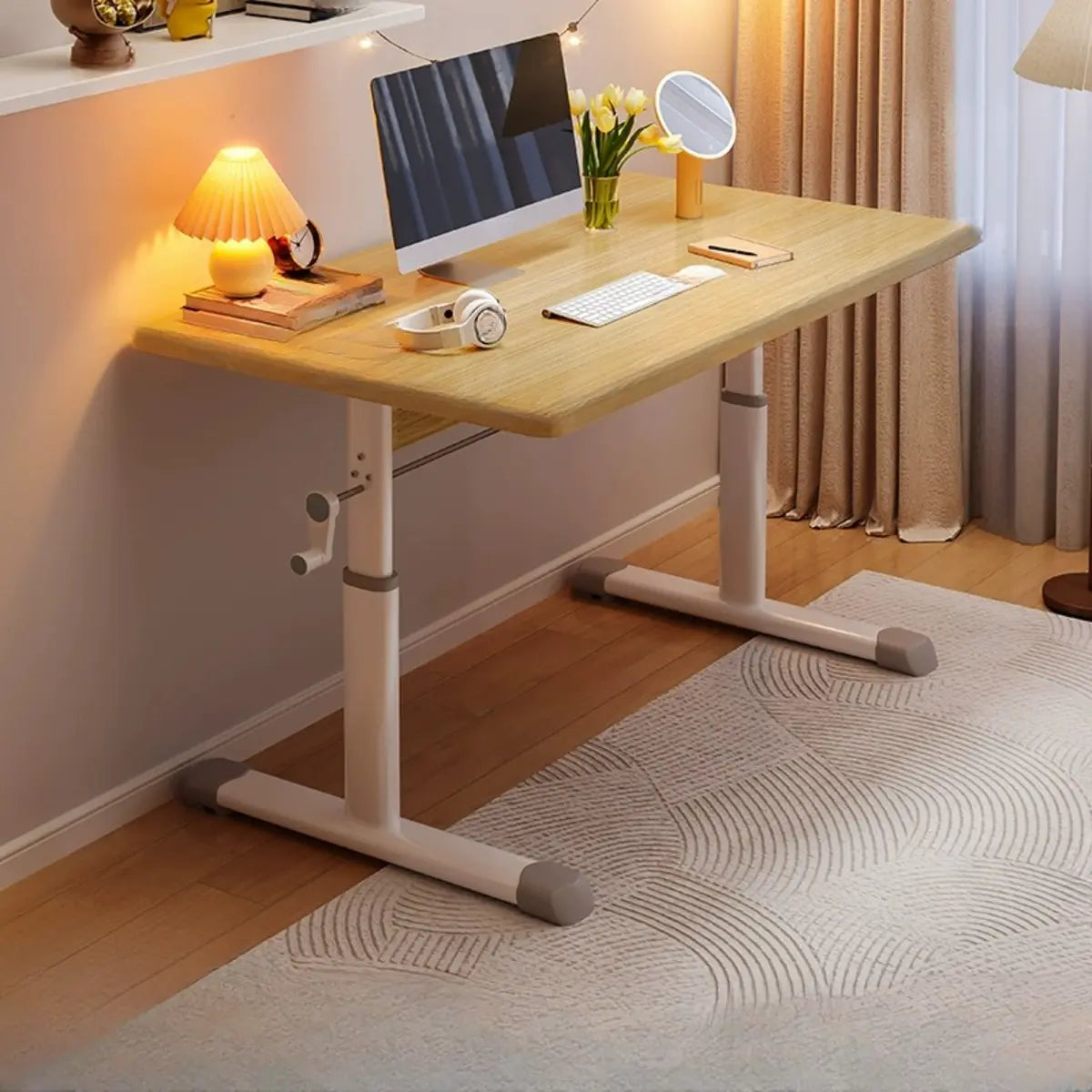 Adjustable Manufactured Wood T-Shape Computer Desk Image - 21