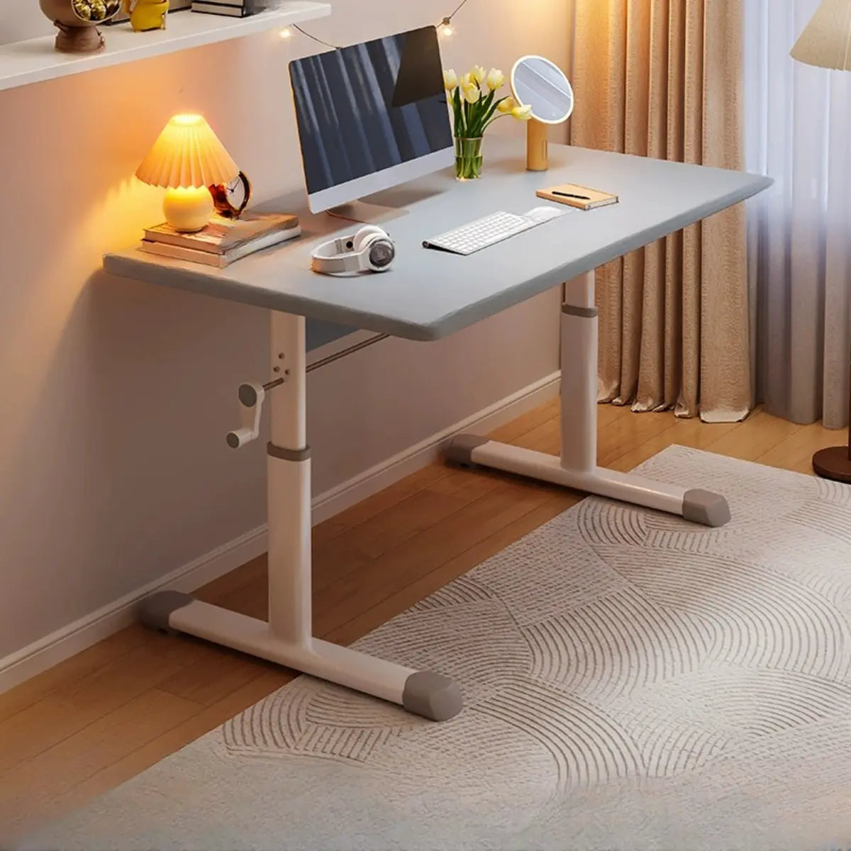 Adjustable Manufactured Wood T-Shape Computer Desk Image - 22