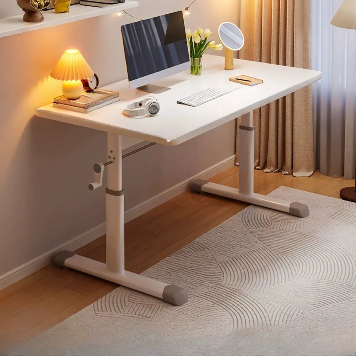 Adjustable Manufactured Wood T-Shape Computer Desk Image - 23