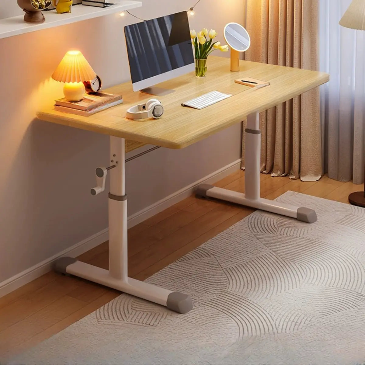 Adjustable Manufactured Wood T-Shape Computer Desk Image - 24