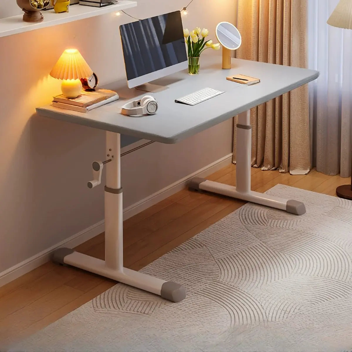 Adjustable Manufactured Wood T-Shape Computer Desk Image - 25