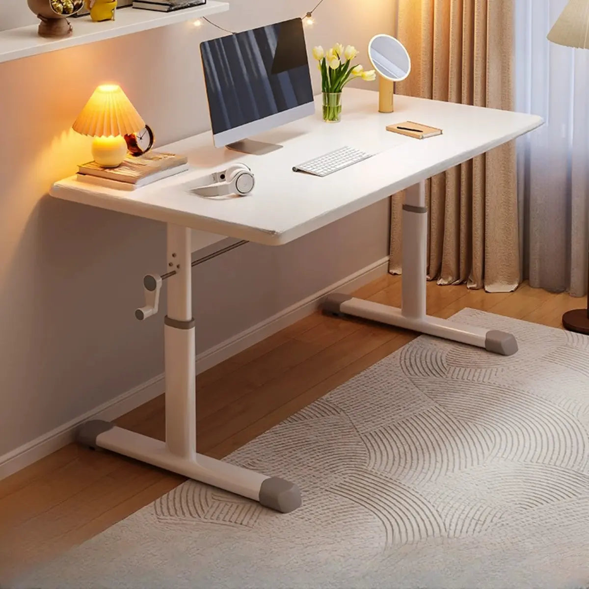 Adjustable Manufactured Wood T-Shape Computer Desk Image - 26