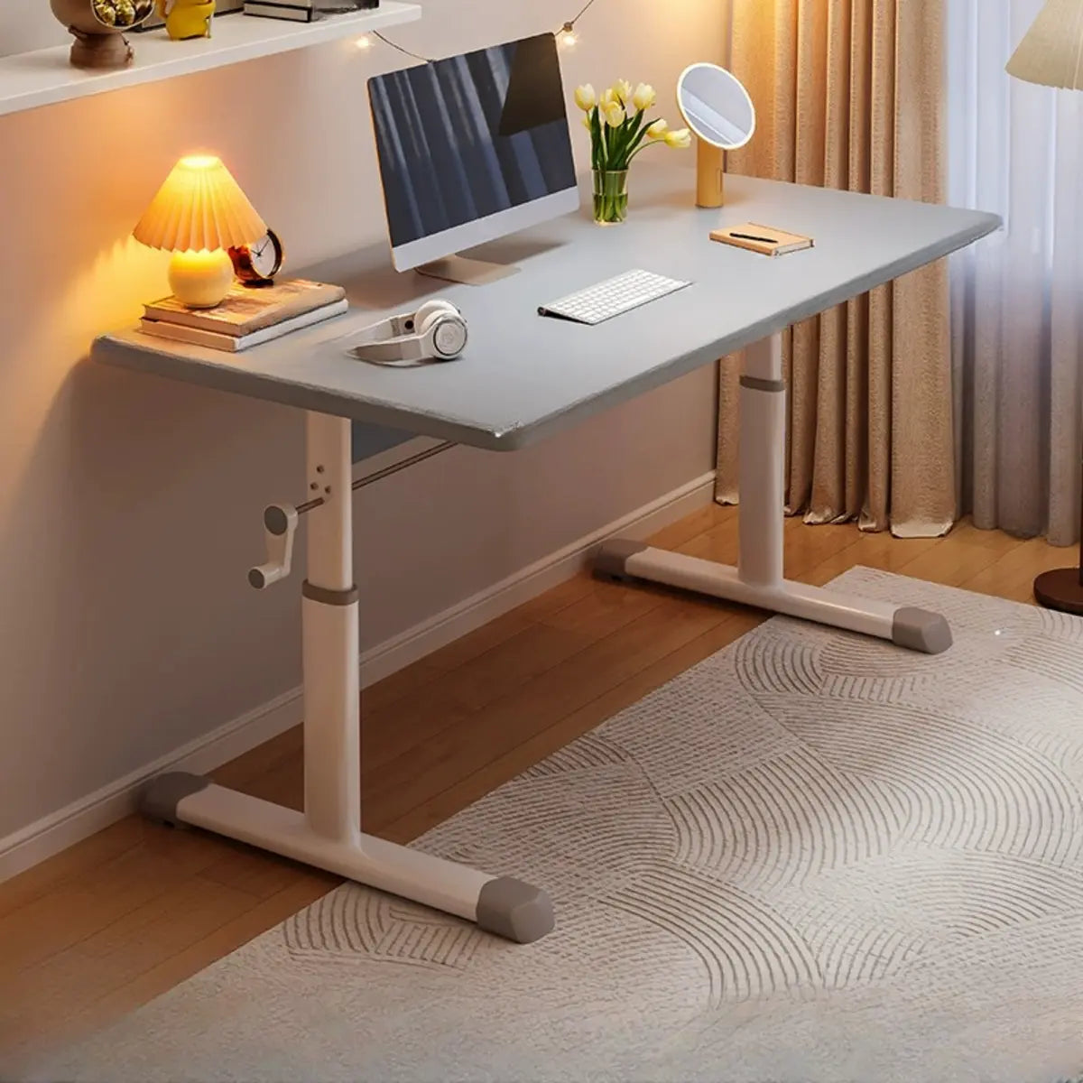Adjustable Manufactured Wood T-Shape Computer Desk Image - 28