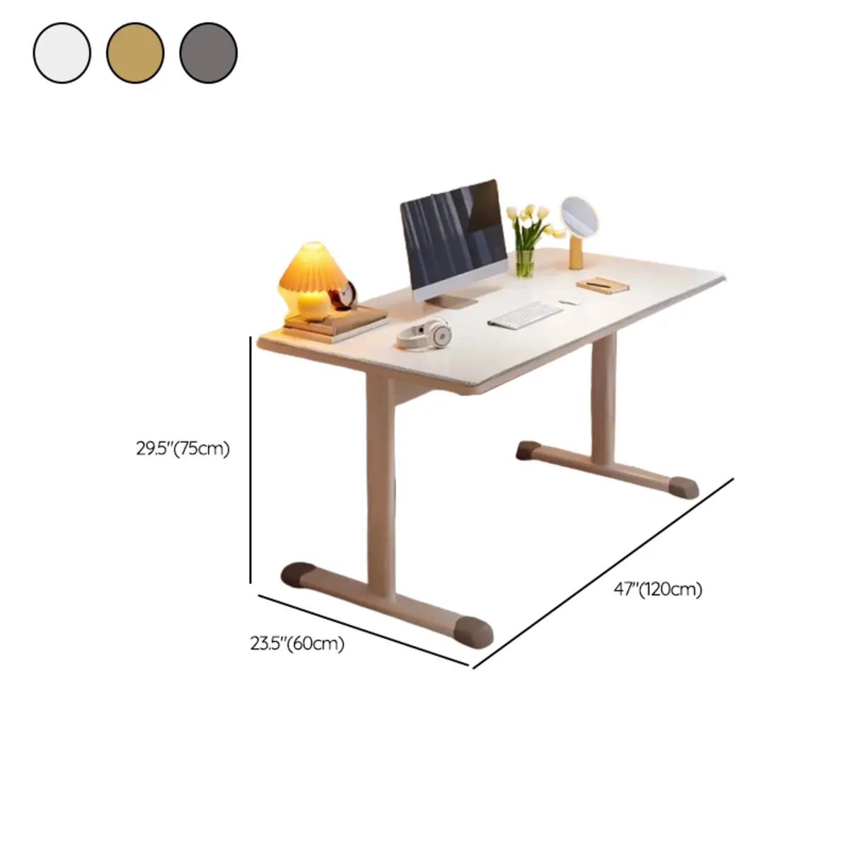 Adjustable Manufactured Wood T-Shape Computer Desk Image - 31