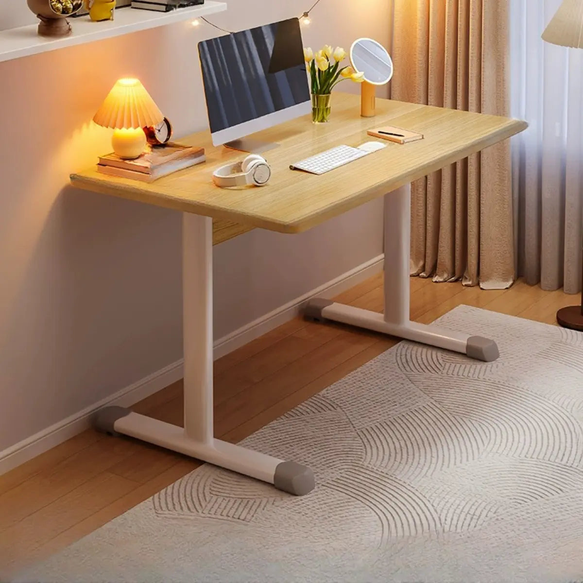 Adjustable Manufactured Wood T-Shape Computer Desk Image - 4