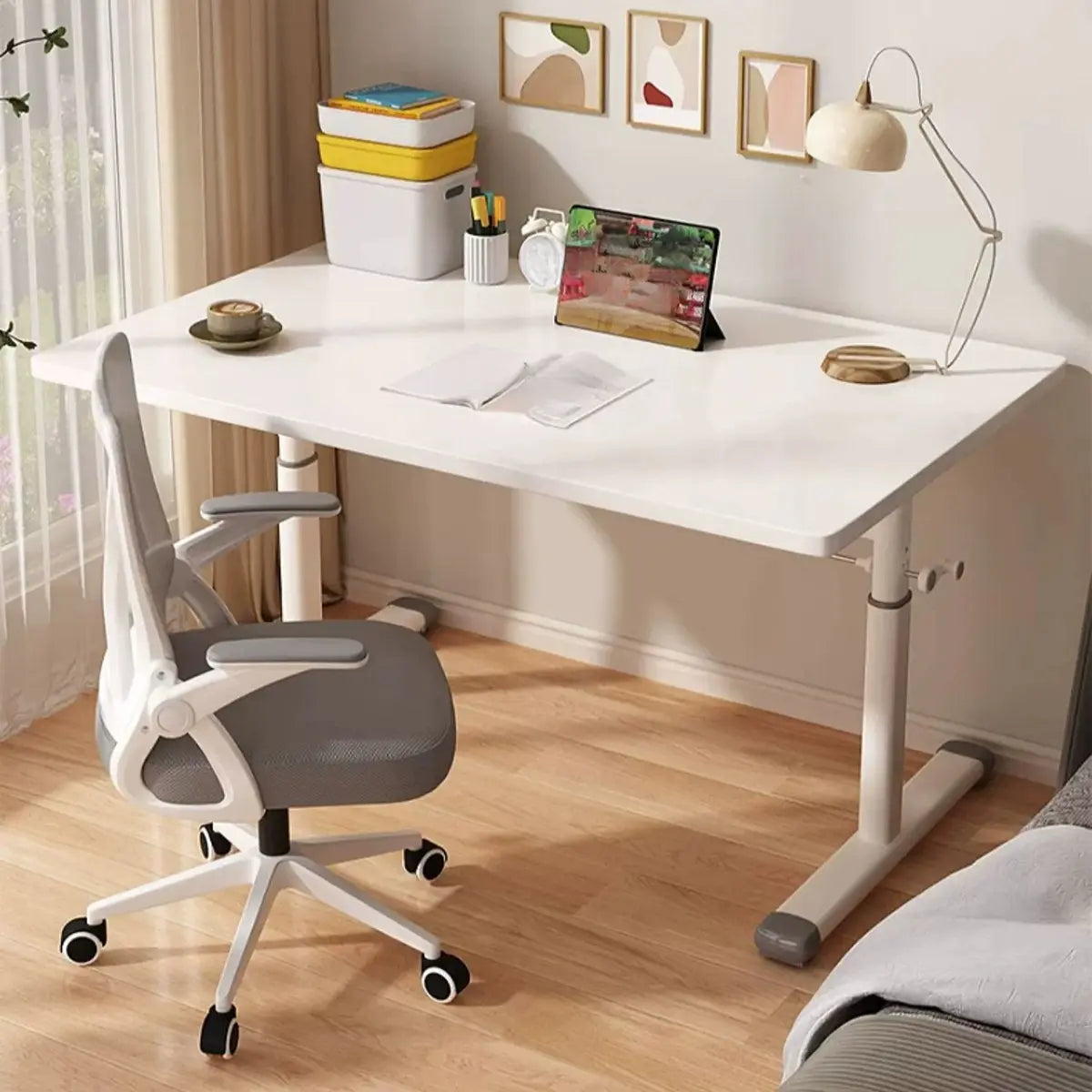 Adjustable Manufactured Wood T-Shape Computer Desk Image - 5