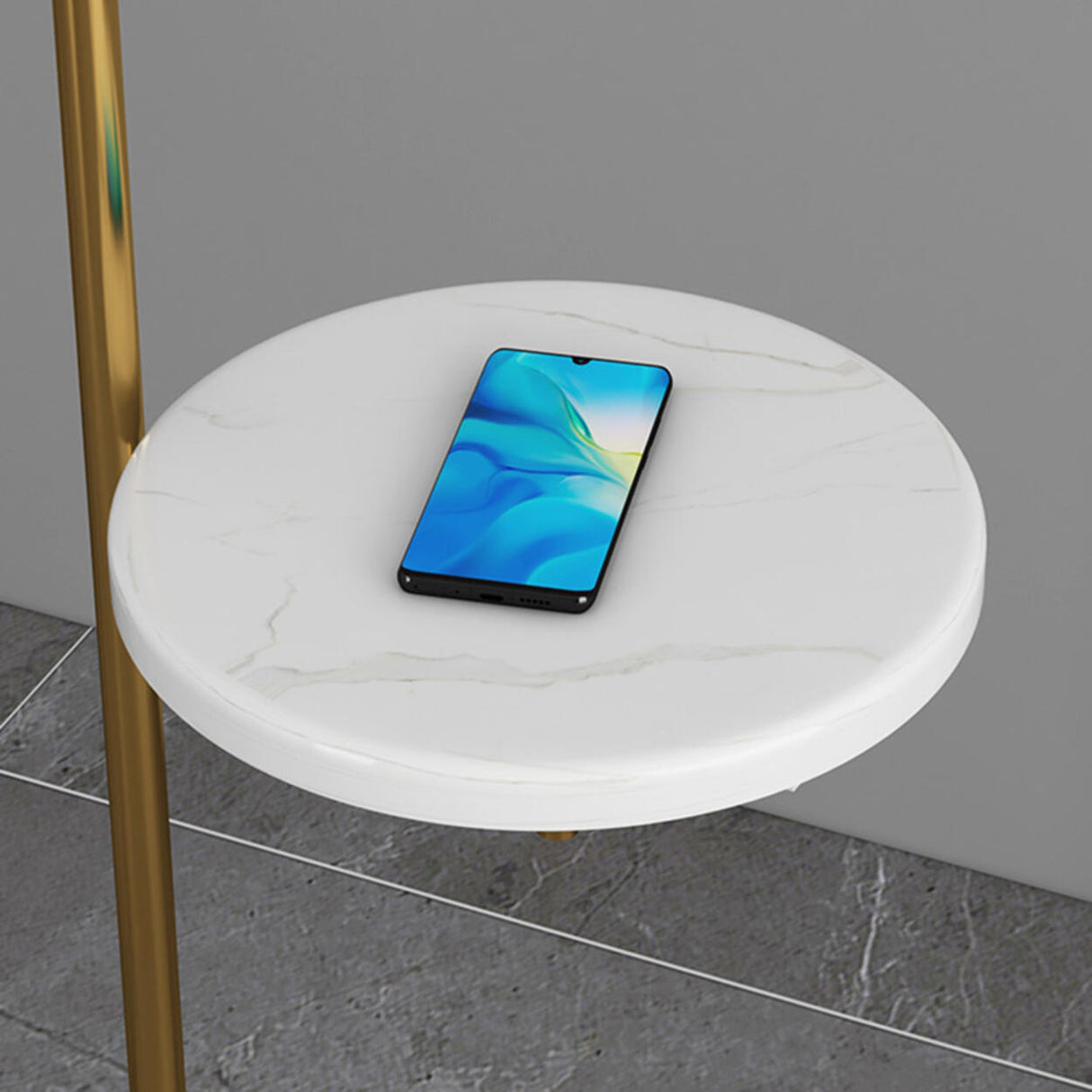 Adjustable Marble Side Table Modern Cone Floor Lamp Image - 14