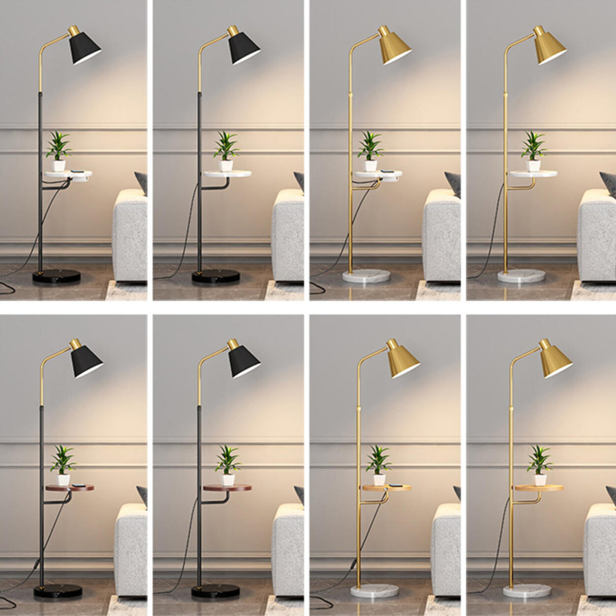 Adjustable Marble Side Table Modern Cone Floor Lamp Image - 22