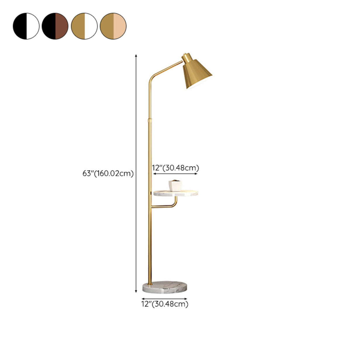 Adjustable Marble Side Table Modern Cone Floor Lamp Image - 24