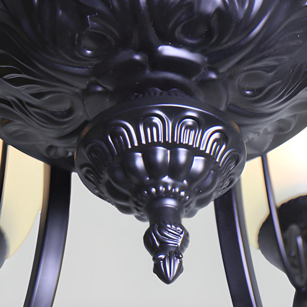 Adjustable Metal Chain White Glass Bell Chandelier Image - 16