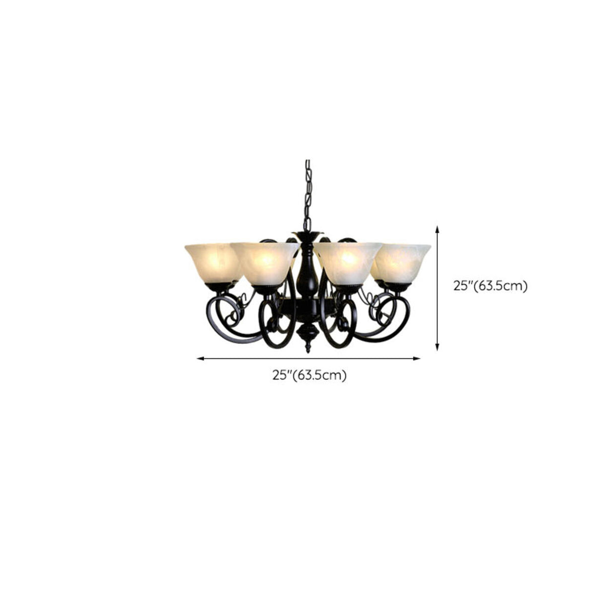 Adjustable Metal Chain White Glass Bell Chandelier Image - 22