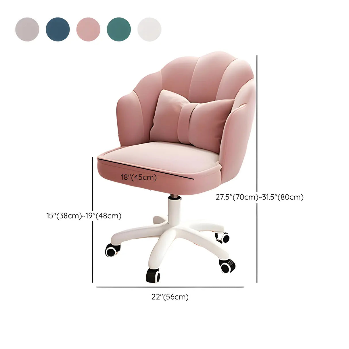 Adjustable Milky White Shell Upholstered Swivel Vanity Chair