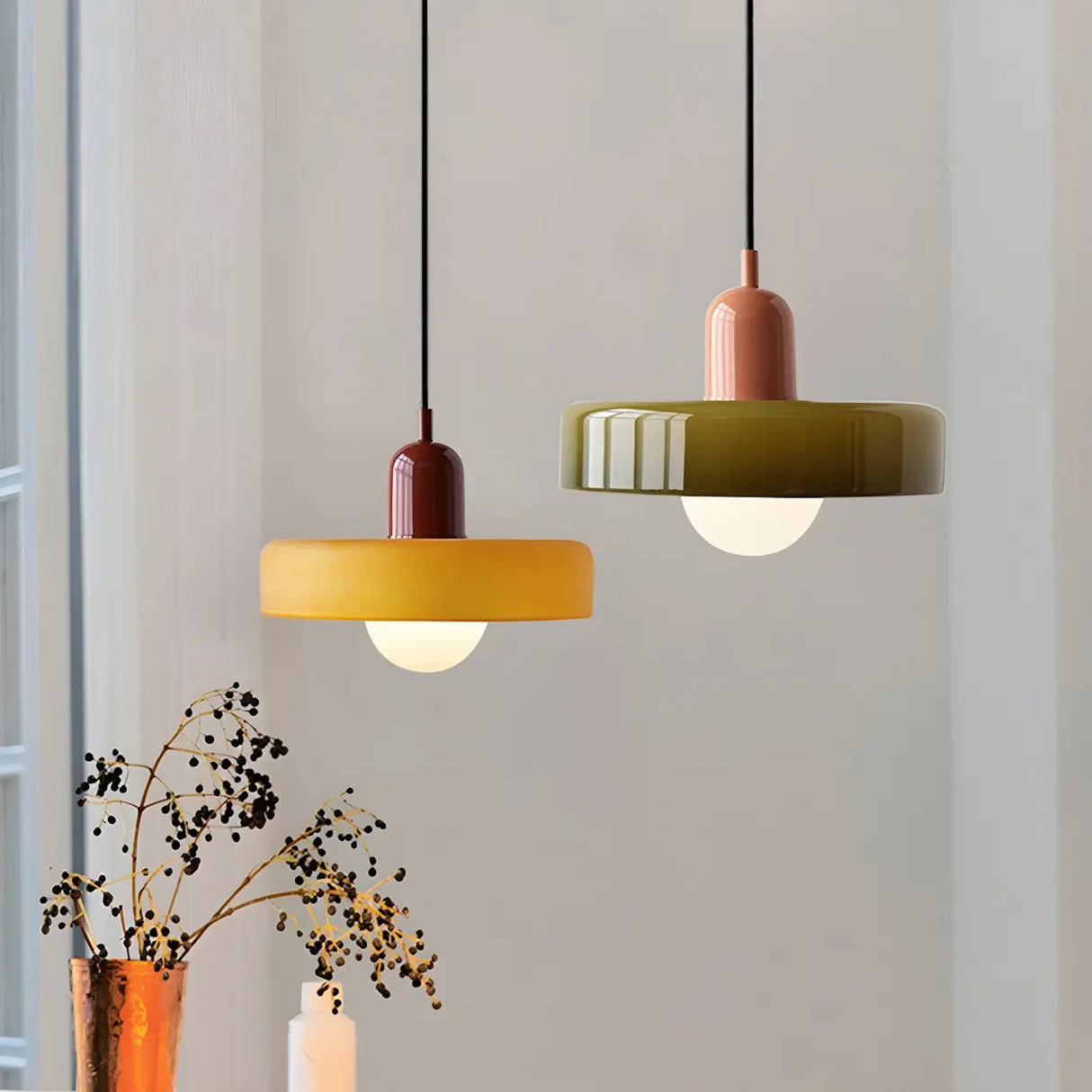 Adjustable Mini Glass Geometric Cord Pendant Light Image - 1