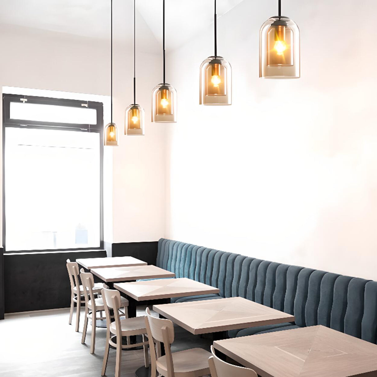 Adjustable Modern Glass Bell Island Hanging Lights Image - 1